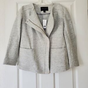 Banana Republic Soft Gray Viscose Wool Zippered Blazer Jacket Size 2 NEW